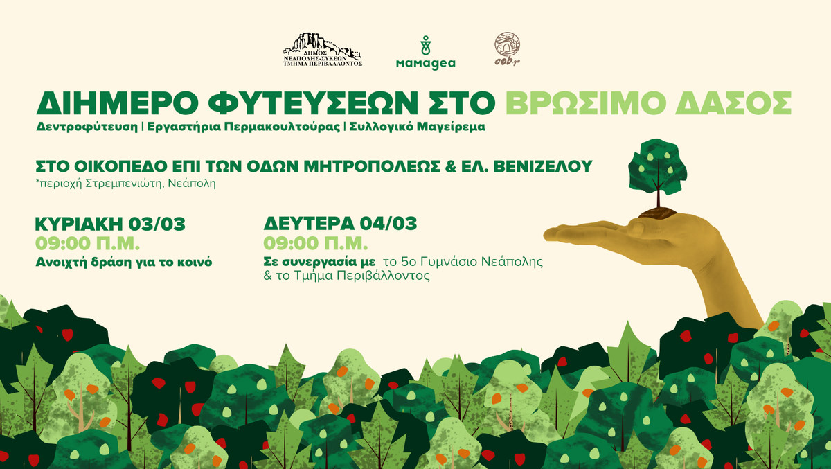 Αυτή την Κυριακή έχουμε φυτεύσεις στο Βρώσιμο δάσος του δήμου Νεάπολης-Συκεών